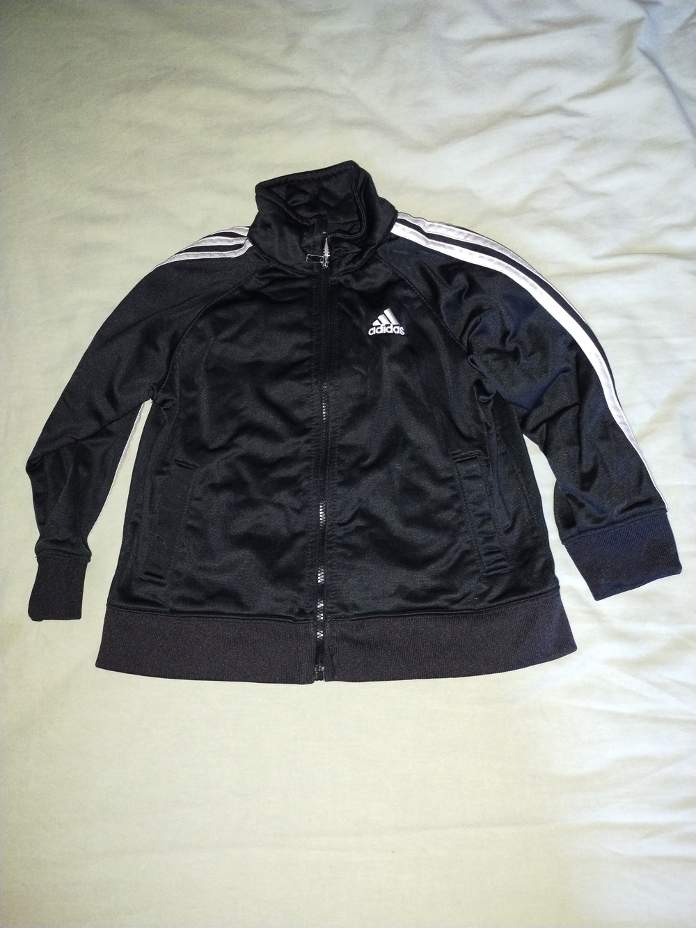 adidas Black Jacket with White Shoulder Stripes